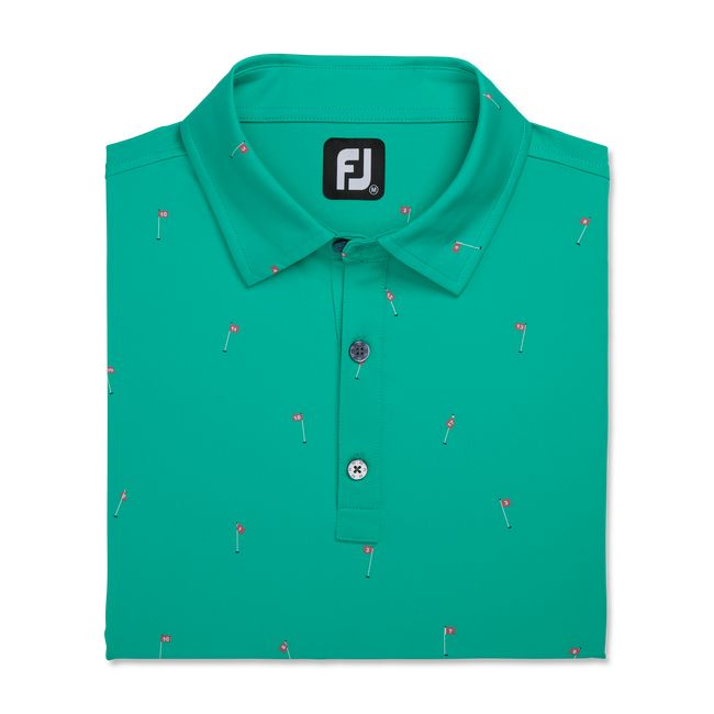 Camicie Footjoy 18 Holes Print Lisle Self Collar Uomo Verdi | HXGALZJ-61