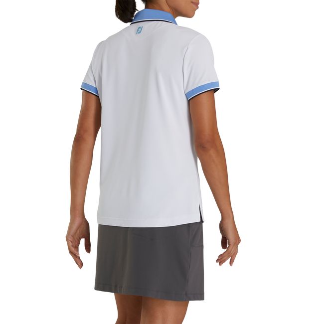 Camicie Footjoy 1927 Trophy Solid With Stripe Trim Donna Bianche Blu Chiaro | GNZUBIQ-89