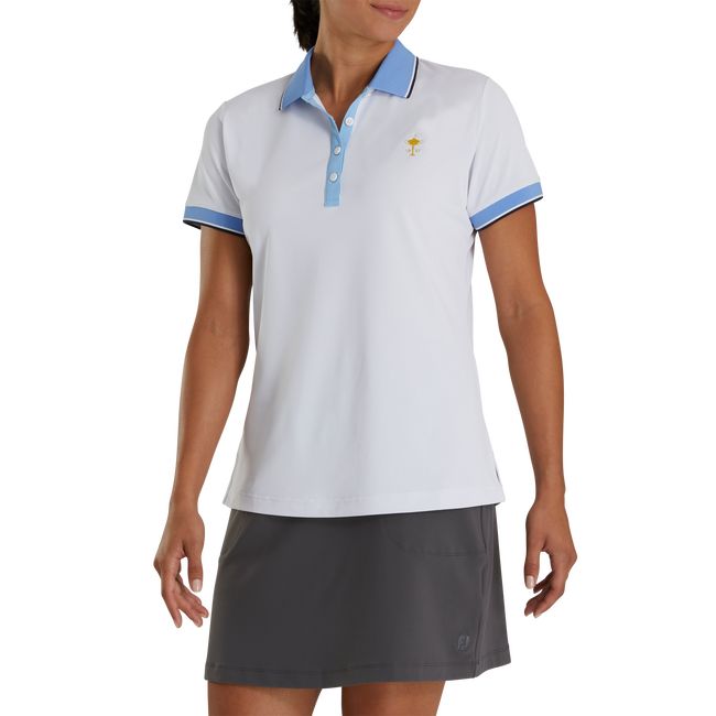 Camicie Footjoy 1927 Trophy Solid With Stripe Trim Donna Bianche Blu Chiaro | GNZUBIQ-89