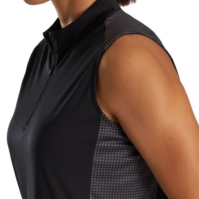 Camicie Footjoy 1/4 Zip Houndstooth Trim Donna Nere | KVDZXWL-16