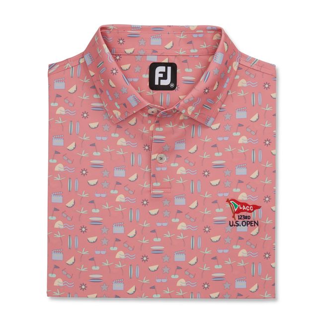 Camicie Footjoy 2023 U.S. Open Hollywood Print Lisle Self Collar Uomo Rosse | TANWOVJ-06