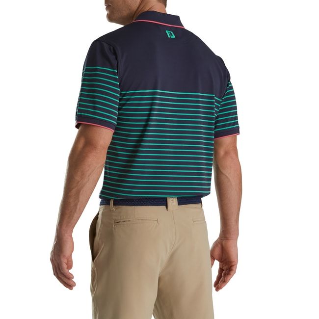 Camicie Footjoy Breton Stripe Stretch Pique Knit Collar Uomo Blu Marino Verdi | KOPSGWF-28