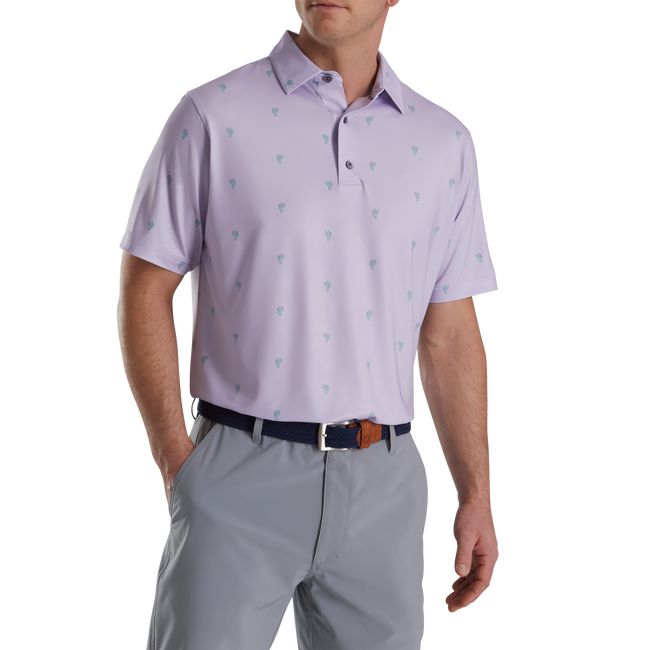 Camicie Footjoy Cactus Print Lisle Self Collar Uomo Viola | RJMEQGK-15