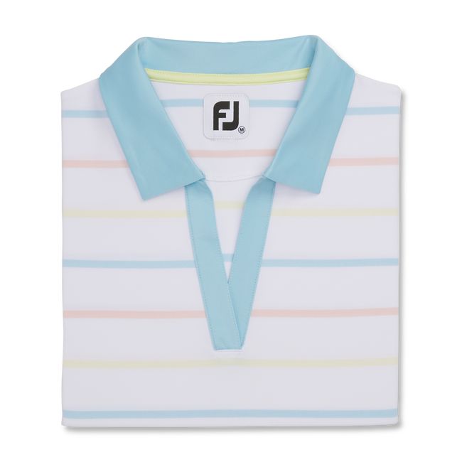 Camicie Footjoy Cap Sleeve Birdseye Stripe Donna Bianche Blu | QUARCYM-34