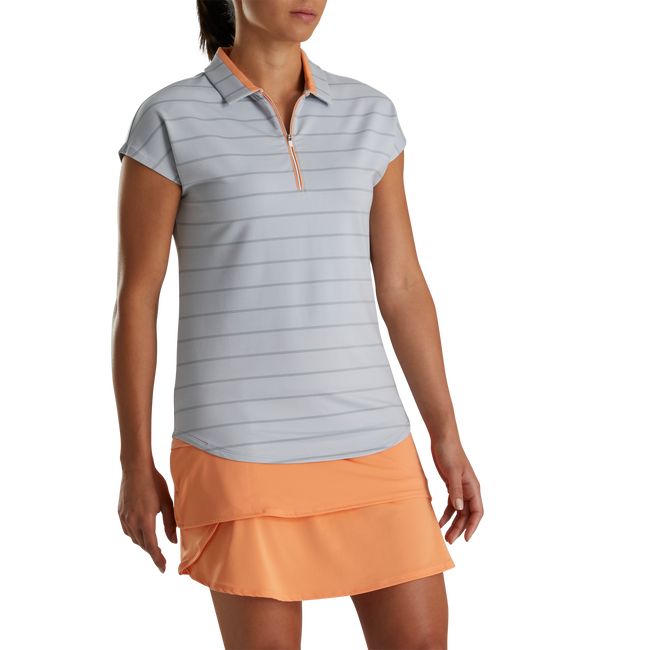 Camicie Footjoy Cap Sleeve Birdseye Stripe Jacquard Donna Grigie | YCZXRBA-78