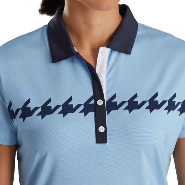 Camicie Footjoy Cap Sleeve Houndstooth Print Donna Blu | QMGEVSK-86