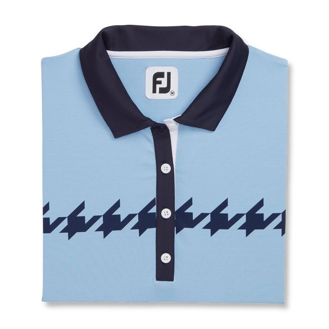 Camicie Footjoy Cap Sleeve Houndstooth Print Donna Blu | QMGEVSK-86