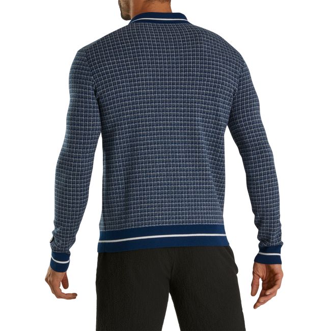 Camicie Footjoy Full-Placket Long Sleeve Maglia Polo Uomo Blu Marino | BHIEPSN-15