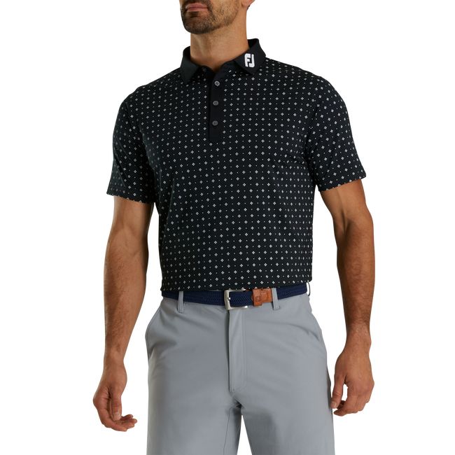 Camicie Footjoy Ginnastica Fit Deco Print Self Collar Uomo Nere | LJGBPUZ-69