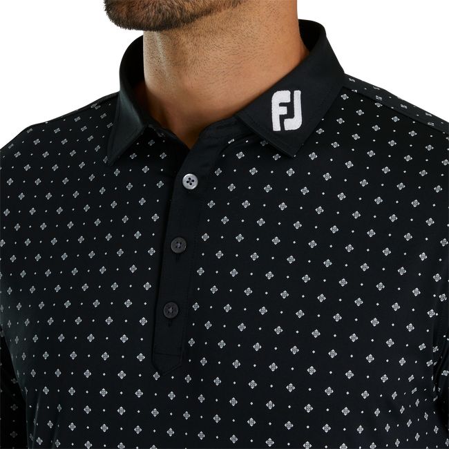 Camicie Footjoy Ginnastica Fit Deco Print Self Collar Uomo Nere | LJGBPUZ-69