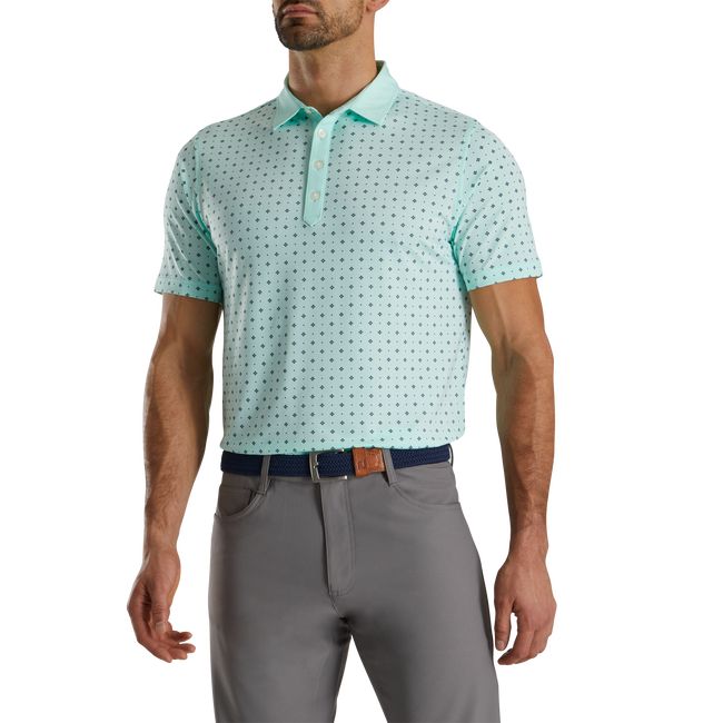 Camicie Footjoy Ginnastica Fit Deco Print Self Collar Uomo Menta | OBUXIJZ-50