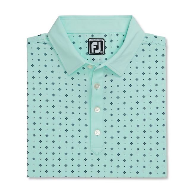 Camicie Footjoy Ginnastica Fit Deco Print Self Collar Uomo Menta | OBUXIJZ-50