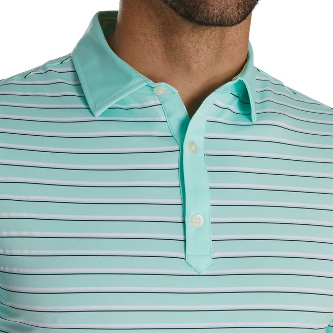 Camicie Footjoy Ginnastica Fit Multi-Stripe Lisle Self Collar Uomo Verde Acqua | IHDBKTE-63