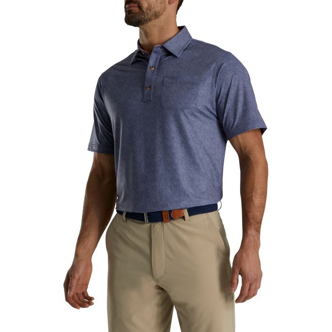 Camicie Footjoy Heather Lisle Self Collar Uomo Blu Marino | GXZRLQW-69