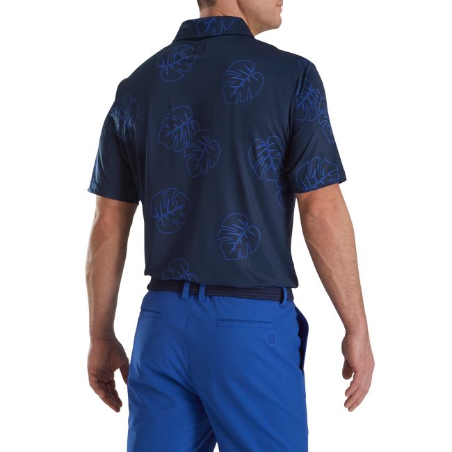 Camicie Footjoy Jungle Leaf Print Lisle Self Collar Uomo Blu Marino | KRTAQED-82