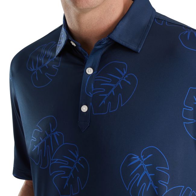 Camicie Footjoy Jungle Leaf Print Lisle Self Collar Uomo Blu Marino | KRTAQED-82