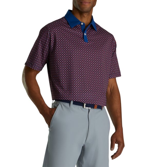 Camicie Footjoy Lisle Circle Print Self Collar Uomo Bordeaux | FVQNKPZ-71