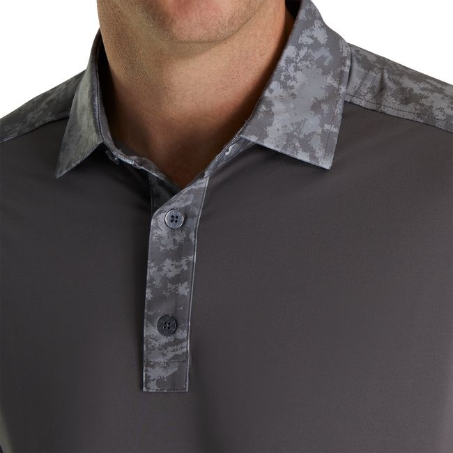 Camicie Footjoy Lisle Cloud Camo Trim Self Collar Uomo Grigie Scuro | ERNKMFB-83