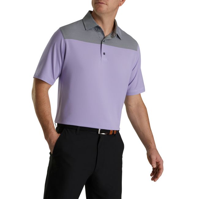 Camicie Footjoy Lisle End-On-End Block Self Collar Uomo Grigie Viola | XKJAHVL-25