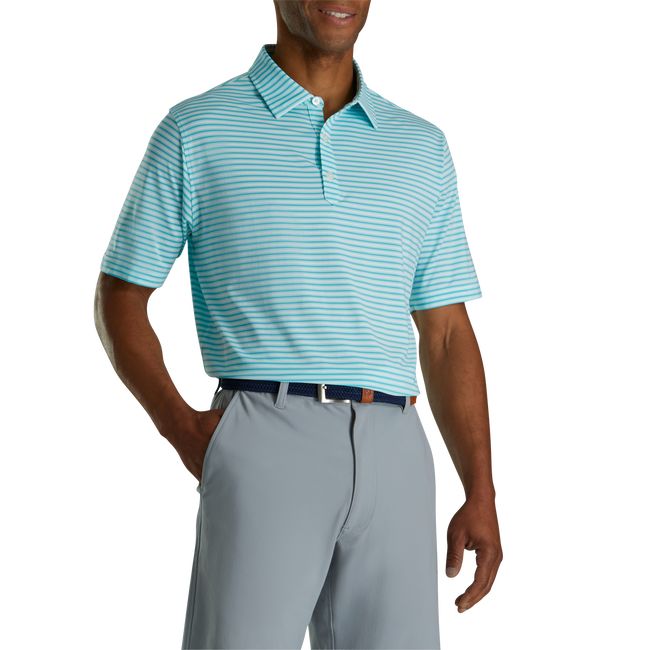 Camicie Footjoy Lisle Even Stripe Self Collar Uomo Verde Acqua | TMSZCER-62