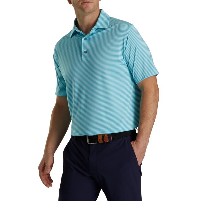 Camicie Footjoy Lisle Feeder Stripe Self Collar Uomo Verde Acqua | RQMIFZU-93