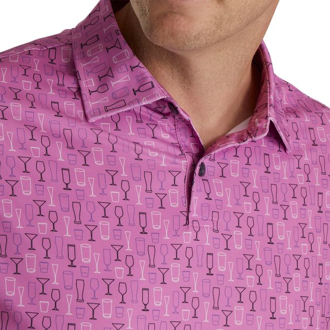 Camicie Footjoy Lisle Glass Print Self Collar Uomo Fucsia | EHPNWBR-74