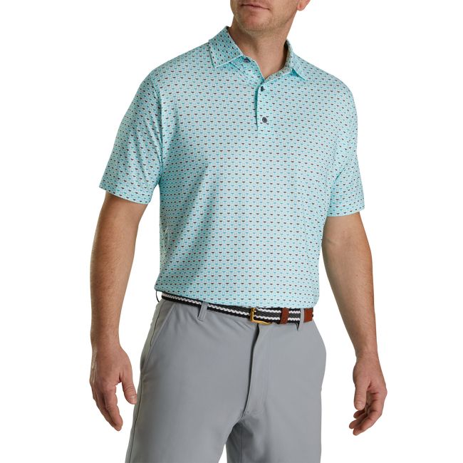 Camicie Footjoy Lisle Half Moon Geo Self Collar Uomo Blu Chiaro | CBSKZFG-15