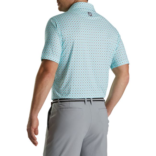 Camicie Footjoy Lisle Half Moon Geo Self Collar Uomo Blu Chiaro | CBSKZFG-15