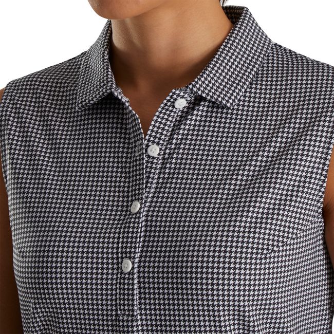 Camicie Footjoy Lisle Houndstooth Senza Maniche Donna Nere | QXZHPIM-78