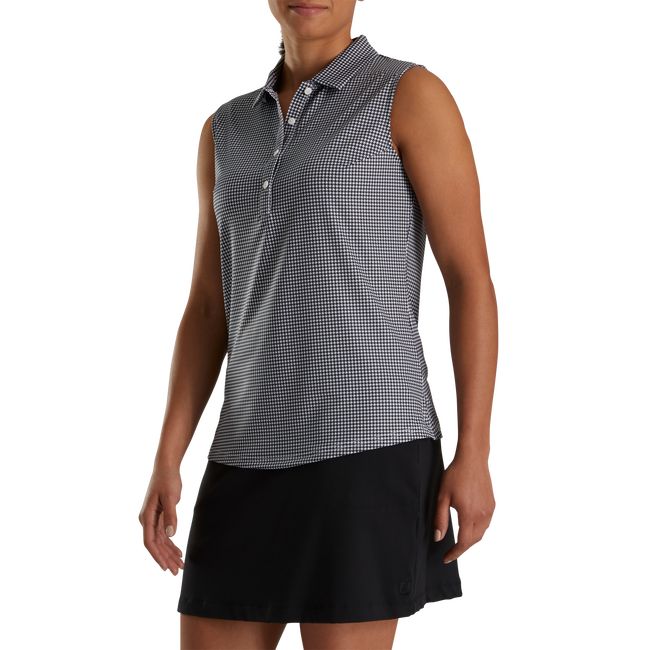 Camicie Footjoy Lisle Houndstooth Senza Maniche Donna Nere | QXZHPIM-78