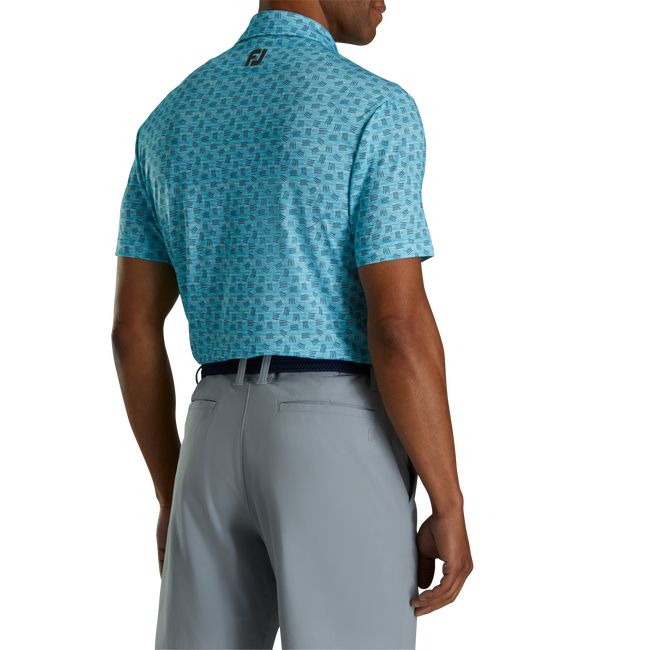 Camicie Footjoy Lisle Sketched Print Self Collar Uomo Verde Acqua | QHLIUFV-70