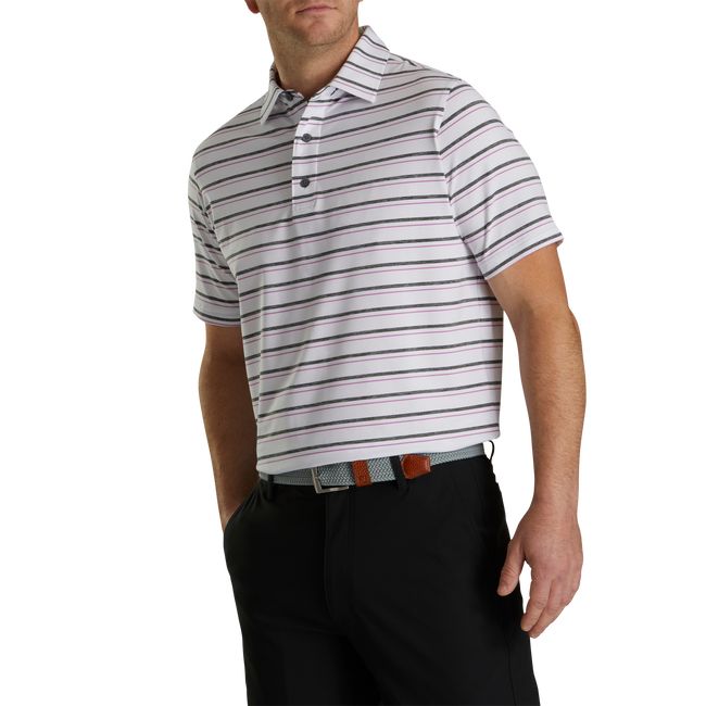 Camicie Footjoy Lisle Space Dyed Stripe Self Collar Uomo Bianche | DHFCMNA-04