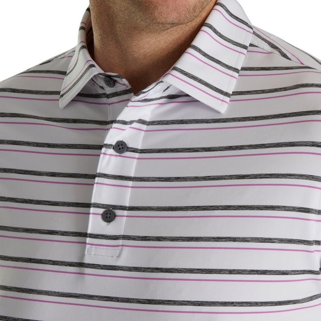 Camicie Footjoy Lisle Space Dyed Stripe Self Collar Uomo Bianche | DHFCMNA-04