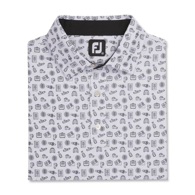 Camicie Footjoy Lisle Travel Print Self Collar Uomo Bianche Nere | EKOTLUC-08