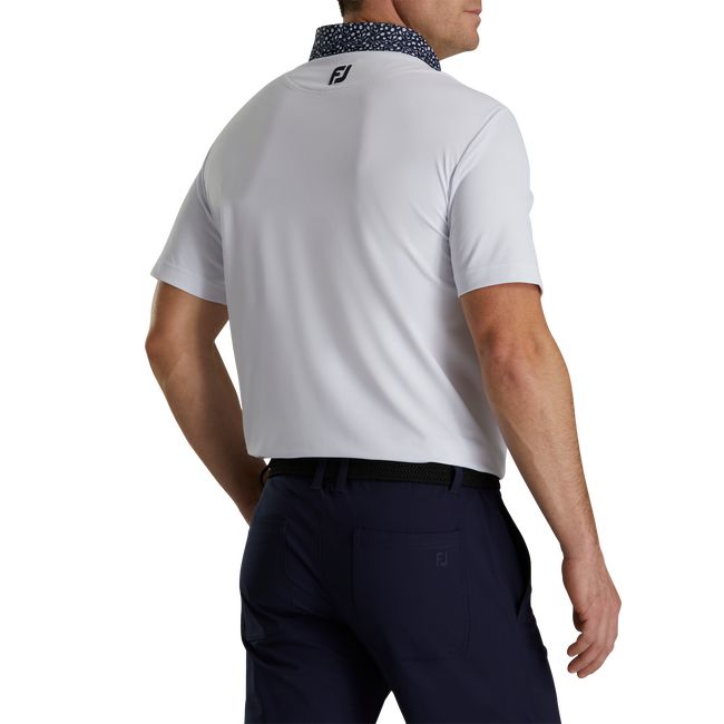 Camicie Footjoy Pique Tulip Trim Stretch Lisle Collar Uomo Bianche Blu Marino | LOTMDNA-53