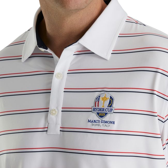 Camicie Footjoy Ryder Cup Multi-Stripe Self Collar Uomo Bianche | DJKCMYH-56