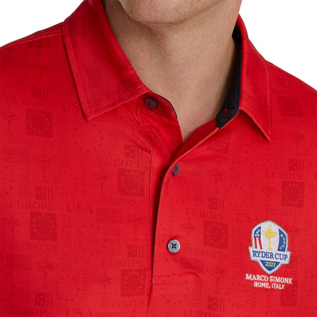 Camicie Footjoy Ryder Cup Tonal Print Self Collar Uomo Rosse | ADGSYIT-39