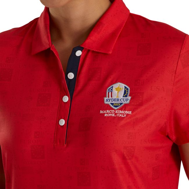 Camicie Footjoy Ryder Cup Tonal Print Self Collar Donna Rosse | HXRJFCM-35