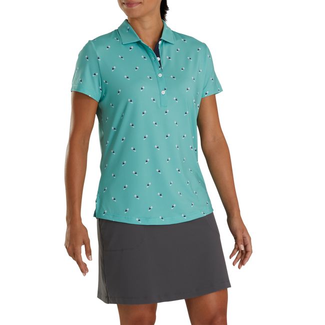 Camicie Footjoy Shoe Print Lisle Self Collar Donna Menta | GRYCSJM-76