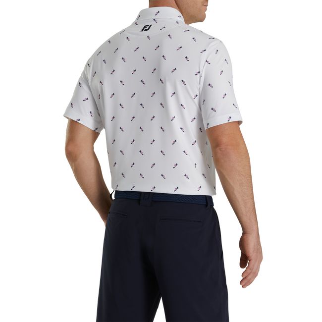 Camicie Footjoy Shoe Print Lisle Self Collar Uomo Bianche | RLZHXWD-41