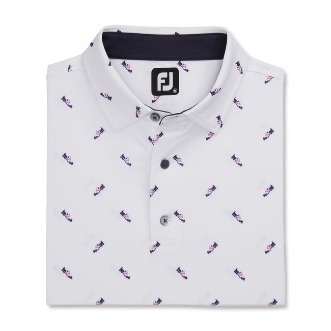 Camicie Footjoy Shoe Print Lisle Self Collar Uomo Bianche | RLZHXWD-41