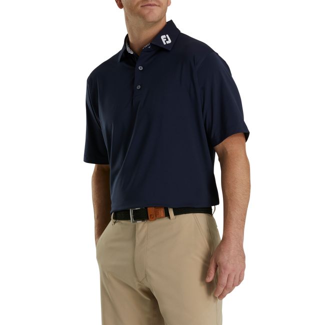 Camicie Footjoy Solid Lisle Self Collar - Fj Tour Logo Uomo Nere | VEUKFAO-89