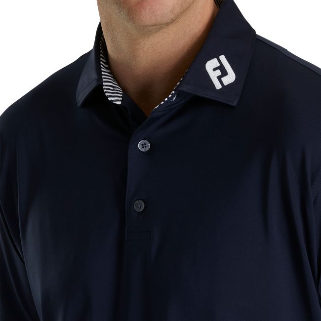 Camicie Footjoy Solid Lisle Self Collar - Fj Tour Logo Uomo Nere | VEUKFAO-89