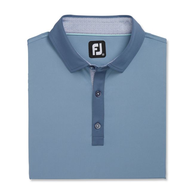 Camicie Footjoy Solid + Spiral Print Trim Lisle Self Collar Uomo Blu | JMSITZA-39