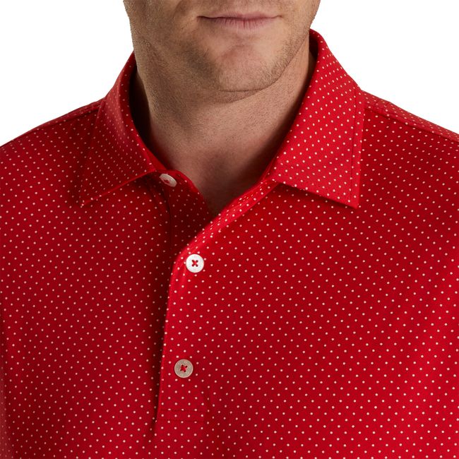 Camicie Footjoy Stretch Lisle Dot Print Self Collar Uomo Rosse | SCZDEGU-09