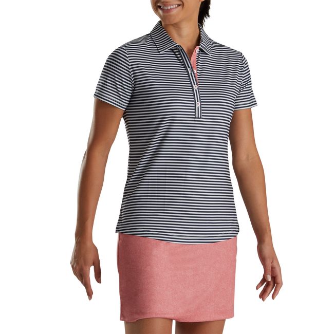 Camicie Footjoy Stripe Full Dull Lisle Donna Crema Blu Marino | KDIYMWC-54