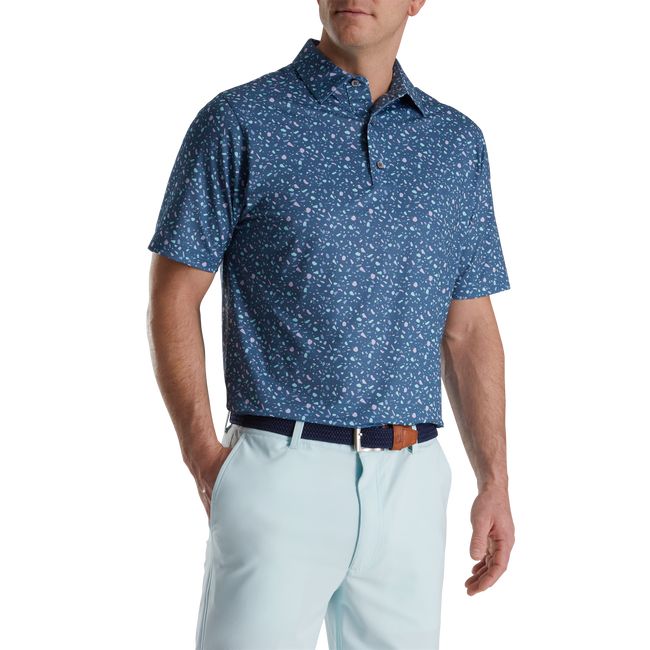 Camicie Footjoy Terrazzo Print Lisle Self Collar Uomo Blu | LYUSIPQ-30