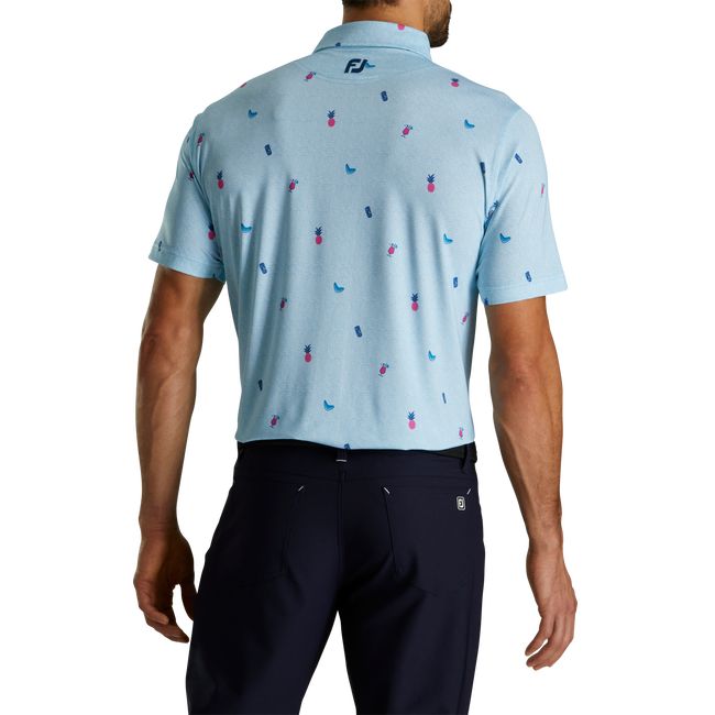 Camicie Footjoy Tiki Print Lisle Self Collar Uomo Blu | IGBPKDE-38