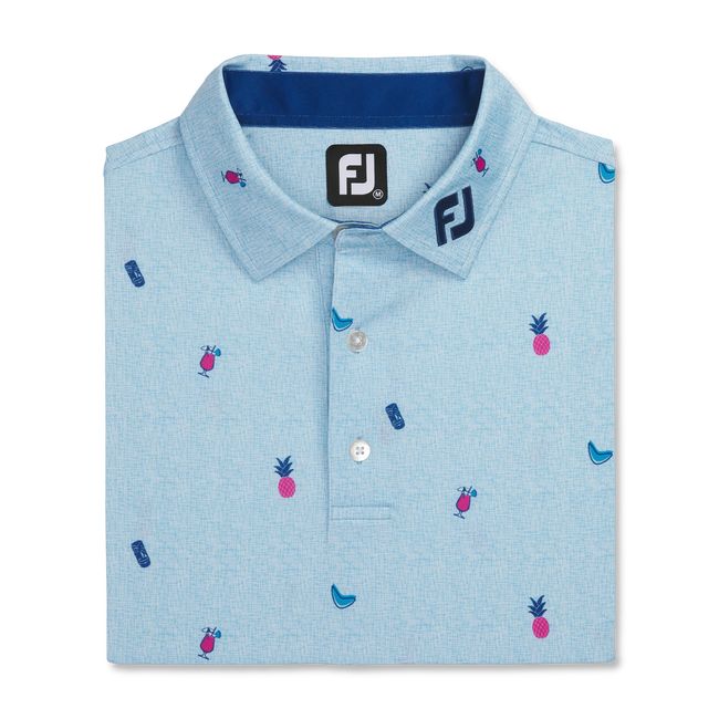 Camicie Footjoy Tiki Print Lisle Self Collar Uomo Blu | IGBPKDE-38