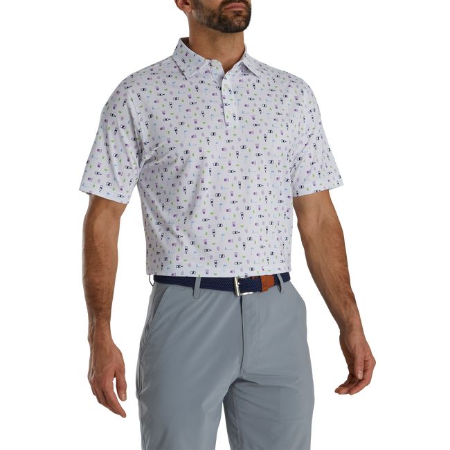 Camicie Footjoy Transfusion Print Lisle Self Collar Uomo Bianche | YCNOMFD-17